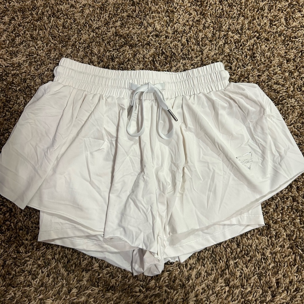 SHEIN White Women's Athletic Skort Shorts with Drawstring